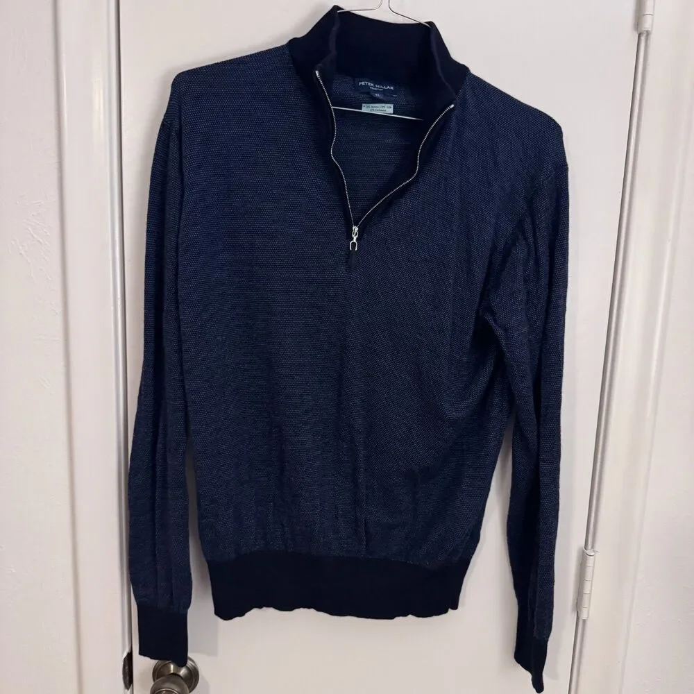Peter Millar Collection Mens XL Wool/Silk/Cashmere Blend 1/4 Zip Sweater VGUC